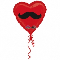 Balon foliowy Serce z Wąsami 43 cm